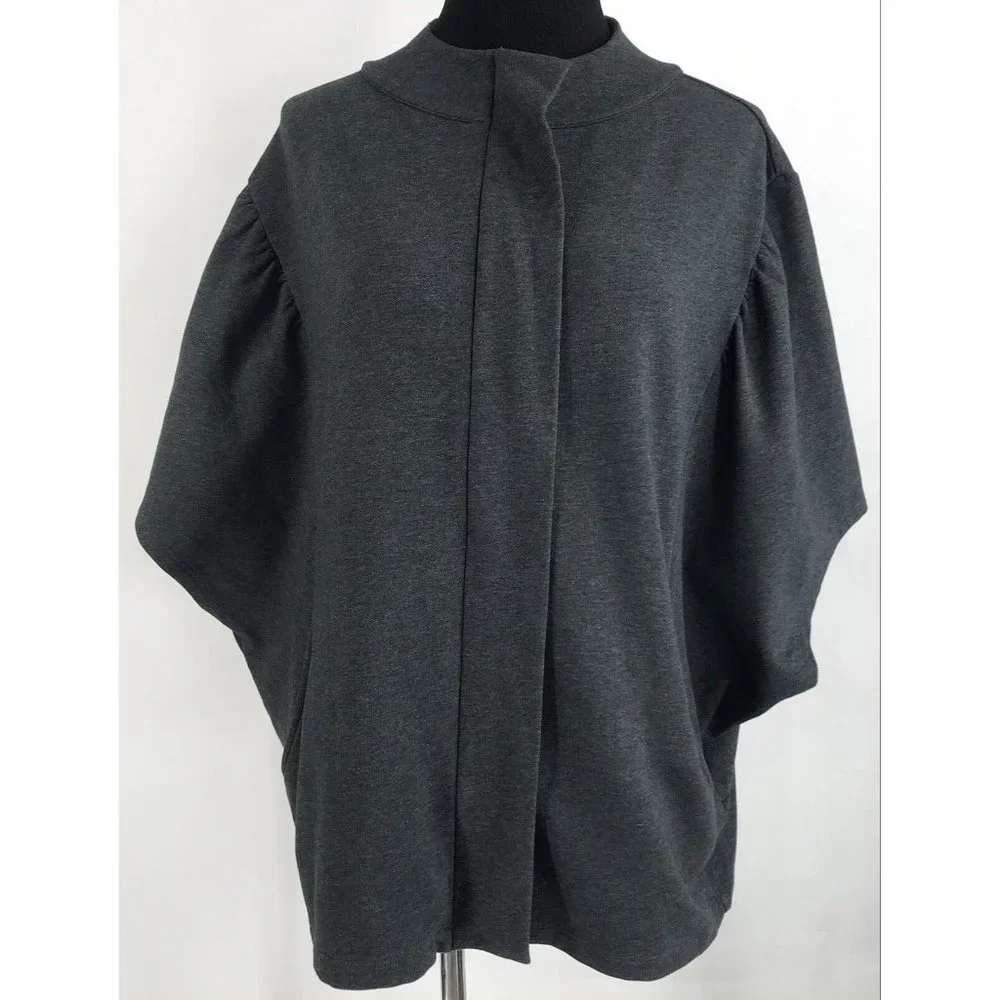 Lilla P Cape Womens Large L Charcoal Gray Pockets Jacket